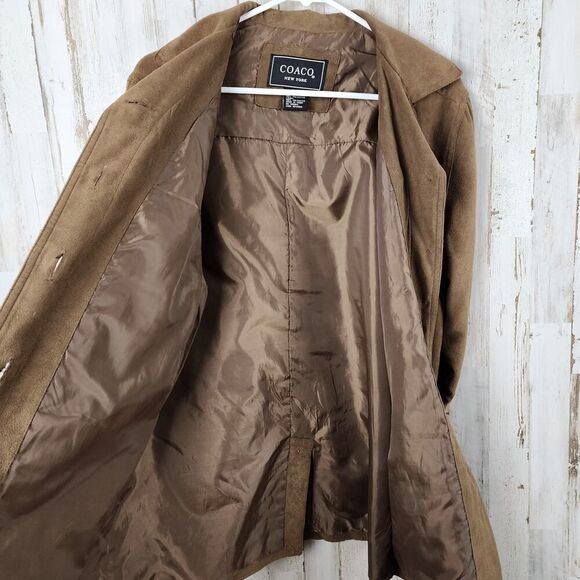 Coaco New York Lined Button Up Suede Car Coat Brown Size Small - Picture 7 of 12